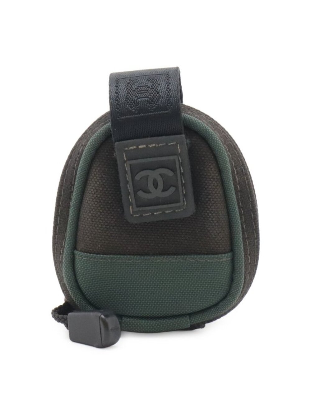 Chanel Sports Line CC Logo Arm Pouch Case Canvas Nylon Black Green